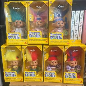 Galoob Toys 1998 Treasure Trolls with Lucky Wishtones Vintage Lot Of 7
